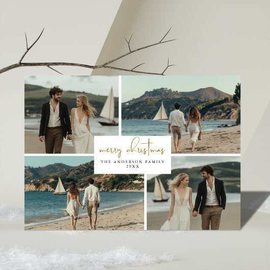 4フォトコラージュ沿岸のビーチクリスマス航海の シーズンカード
