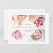 4フォトコラージュ生まれたばかりのサークルベビーガール ポストカード (正面/裏面)