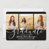 4フォトコラージュ白黒卒業パーティー 招待状 (正面)