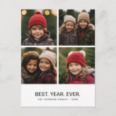 4フォトコラージュ白黒最高の – 年間 シーズンポストカード (正面)