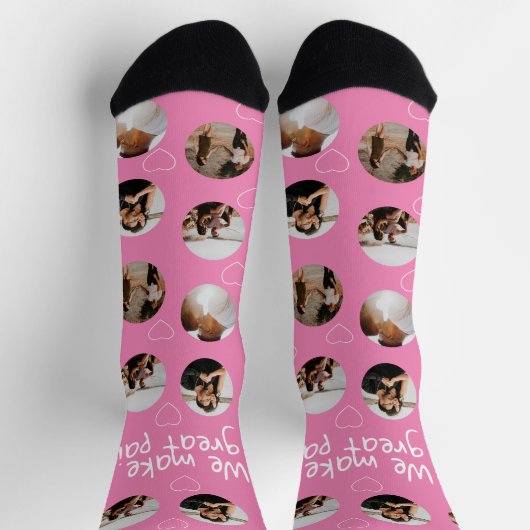 4フォトコラージュ私たちはペアを作素晴らしる ソックス (上部)