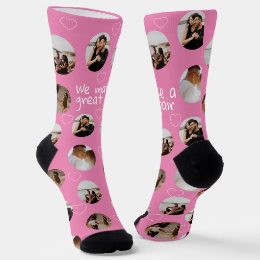 4フォトコラージュ私たちはペアを作素晴らしる ソックス (傾斜あり)