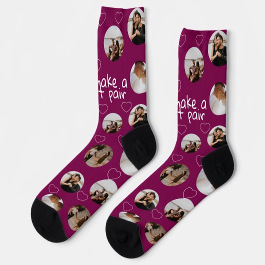 4フォトコラージュ私たちはペアを作素晴らしる ソックス (左)