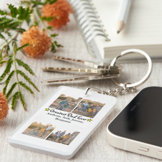 4フォトコラージュ素晴らしパパDBL父の日 キーホルダー (正面右)