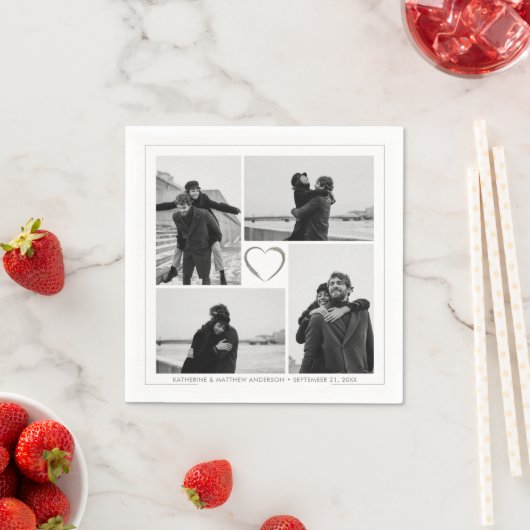 4フォトコラージュ結婚のブライダルパーティ スタンダードカクテルナプキン (インサイチュ)