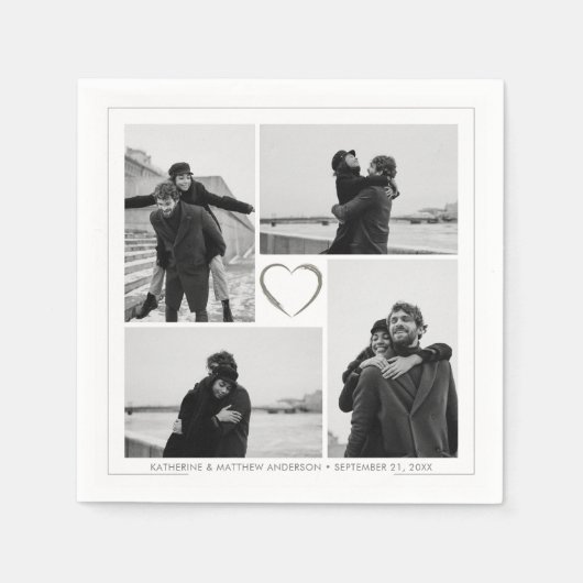 4フォトコラージュ結婚のブライダルパーティ スタンダードカクテルナプキン (正面)