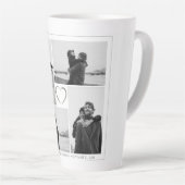 4フォトコラージュ結婚の記念日の名前と日付 カフェラテマグ (右アングル)