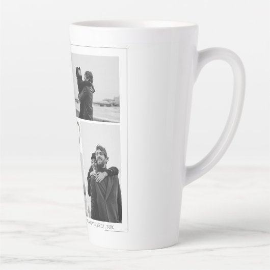 4フォトコラージュ結婚の記念日の名前と日付 カフェラテマグ (右)