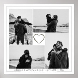 4フォトコラージュ結婚の記念日の名前と日付 ポスター