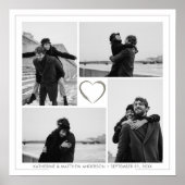 4フォトコラージュ結婚の記念日の名前と日付 ポスター (正面)