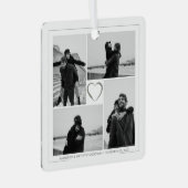 4フォトコラージュ結婚の記念日の名前と日付 メタルオーナメント (正面右)