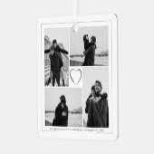 4フォトコラージュ結婚の記念日の名前と日付 メタルオーナメント (正面左)