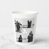 4フォトコラージュ結婚の記念日の名前と日付 紙コップ (裏面)