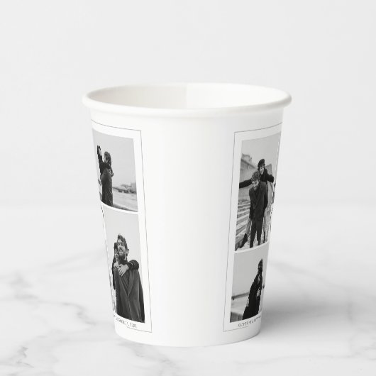 4フォトコラージュ結婚の記念日の名前と日付 紙コップ (左)