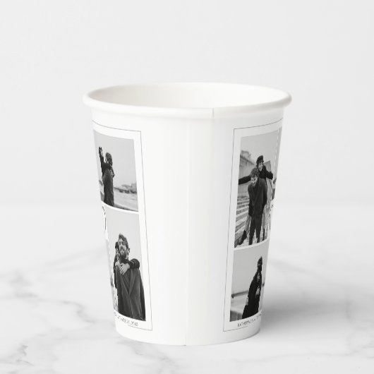 4フォトコラージュ結婚の記念日の名前と日付 紙コップ (右)