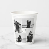 4フォトコラージュ結婚の記念日の名前と日付 紙コップ (正面)
