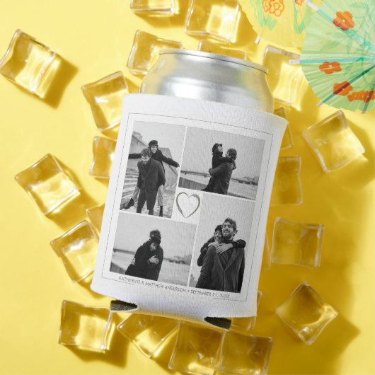 4フォトコラージュ結婚の記念日の名前と日付 缶クーラー (インサイチュ 夏)