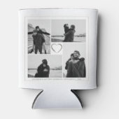 4フォトコラージュ結婚の記念日の名前と日付 缶クーラー (正面)