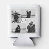 4フォトコラージュ結婚の記念日の名前と日付 缶クーラー (裏面)