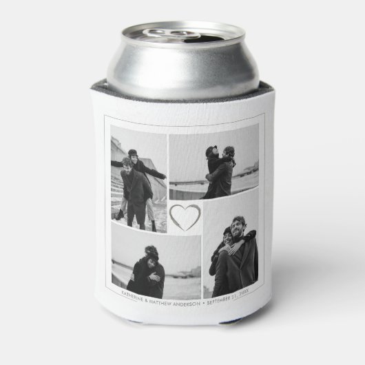 4フォトコラージュ結婚の記念日の名前と日付 缶クーラー (缶裏面)