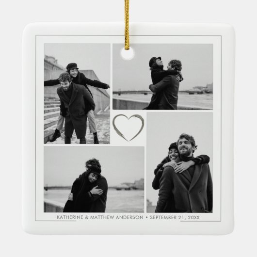 4フォトコラージュ結婚の記念日 セラミックオーナメント (裏面)