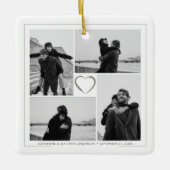 4フォトコラージュ結婚の記念日 セラミックオーナメント (正面)