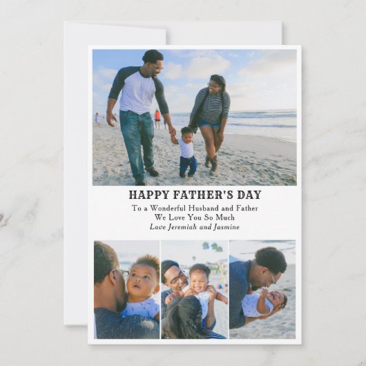 4フォトコラージュ追加メッセージHappy Faters Day Card 招待状 (正面)