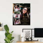 4フォトコラージュ金ゴールド卒業パーティーのサイン ポスター (ホームオフィス)