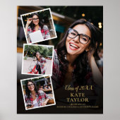 4フォトコラージュ金ゴールド卒業ポスター ポスター (正面)