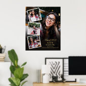 4フォトコラージュ金ゴールド卒業ポスター ポスター (ホームオフィス)