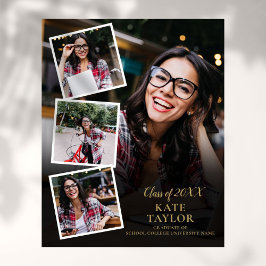 4フォトコラージュ金ゴールド卒業ポスター ポスター