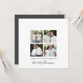 4フォトコラージュ1周年記念カスタムグレー カード (正面/裏面インサイチュ)
