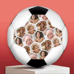 4フォトコラージュ – ファンキーハニカム六角形パターン サッカーボール
