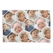 4フォトコラージュ – ファンキーハニカム六角形パターン 枕カバー (正面)