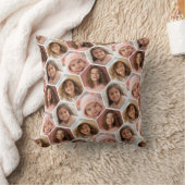 4フォトコラージュ – ファンキー六角形の白 クッション (ブランケット)