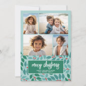 4フォトコラージュ – メリークリスマスボタニカルパステル シーズンカード (正面)