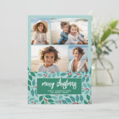 4フォトコラージュ – メリークリスマスボタニカルパステル シーズンカード (スタンド正面)