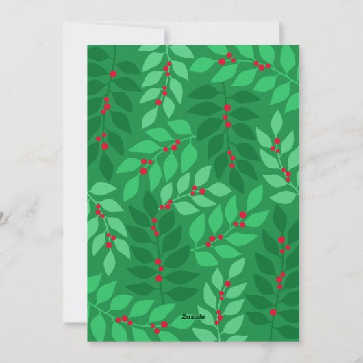 4フォトコラージュ – メリークリスマス植物赤 シーズンカード (裏面)