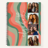 4フォトコラージュ – レトロな波 – 巨大な名前 ノートブック (正面)