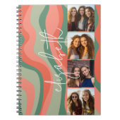4フォトコラージュ – レトロな波 – 巨大な名前 ノートブック (正面)
