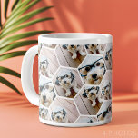 4フォトコラージュ – 六角ファンキー模様 ジャンボコーヒーマグカップ<br><div class="desc">正方形の写真は最高のこのテンプレートで動作。このお気に入りのおもしろいテンプレートに写真を追加するこのグリッドには、正方形の写真や任意の写真を使用できる。</div>