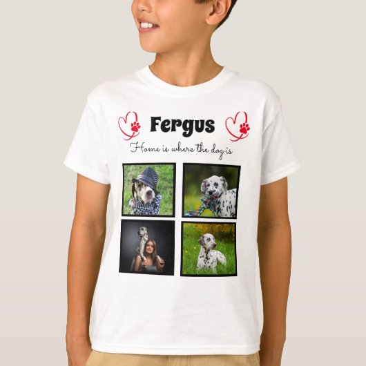 4フォトコラージュ – 男カスタマイズの子のメモリ Tシャツ (正面)