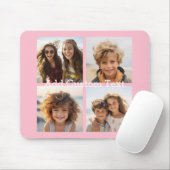 4フォトコラージュ – 背景のピンクを変更できる マウスパッド (マウス)