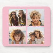 4フォトコラージュ – 背景のピンクを変更できる マウスパッド (正面)