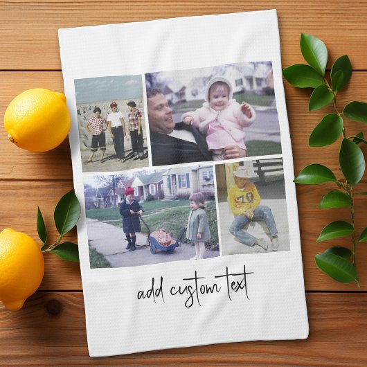 4フォトコラージュ – 背景色を変更できる キッチンタオル