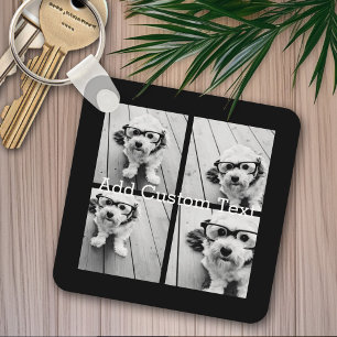 4フォトコラージュ – 背景色を変更できる キーホルダー