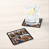 4フォトコラージュ – 背景色を変更できる スクエアペーパーコースター (インサイチュ)