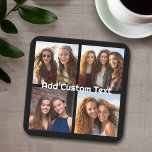 4フォトコラージュ – 背景色を変更できる スクエアペーパーコースター<br><div class="desc">あなたの正方形のInstagramの写真を使って結果最高のを得なさい！背景を変更するには-クリックまたは高度なカスタマイズデザイン領域で色を選択し、カラーピッカーで色を選択する。写真とお気に入りのスナップショットをこのフィルムストリップに追加して、おもしろいメモリキーパーに追加する。写真芸術的共有の最高の写真を表示する方法。</div>