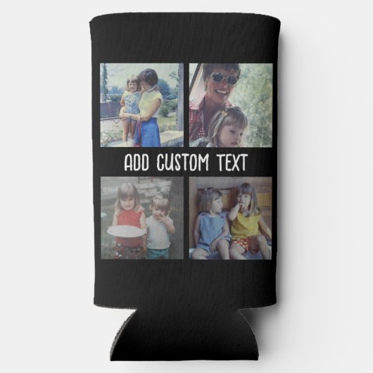 4フォトコラージュ – 背景色を変更できる スリム缶クーラー (裏面)