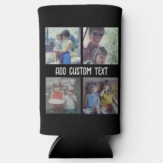 4フォトコラージュ – 背景色を変更できる スリム缶クーラー (正面)